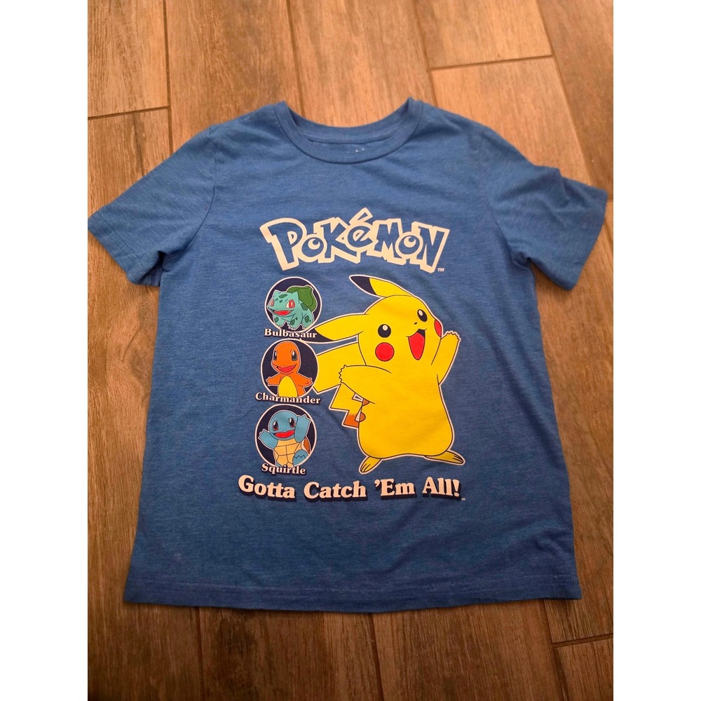 Jumping Beans Pokemon Kids Blue Pikachu Bulbasaur Charmander Squirtle T-Shirt 8